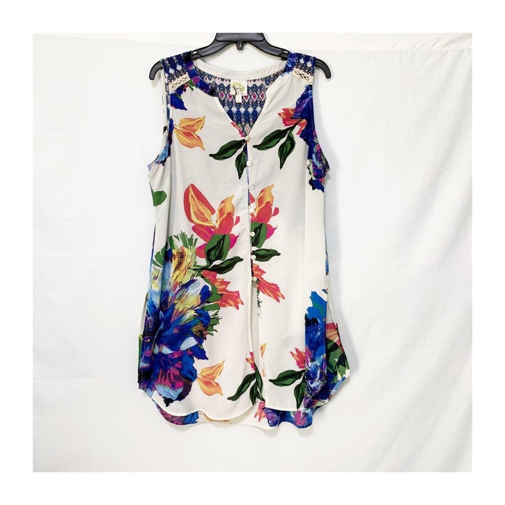 Anthropologie Fig and Flower Tunic Top Size Large